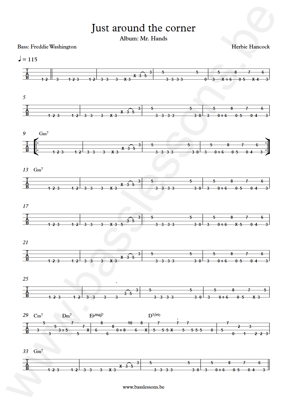 Herbie Hancock Just around the corner Freddie Washington Bass Tab