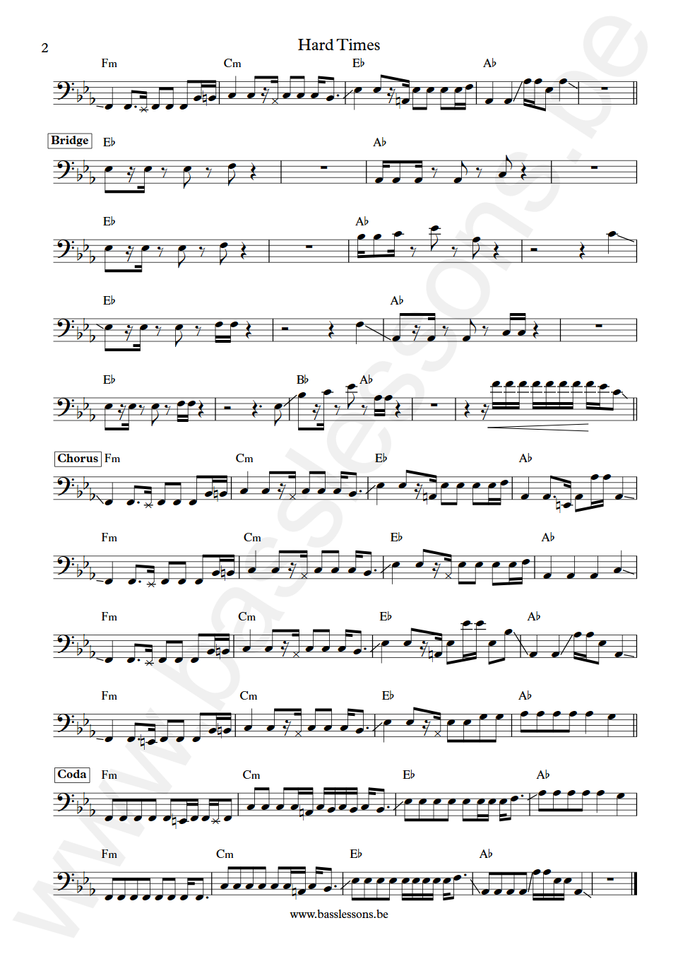 Paramore Hard times Justin Meldal-Johnsen Bass Transcription part 2