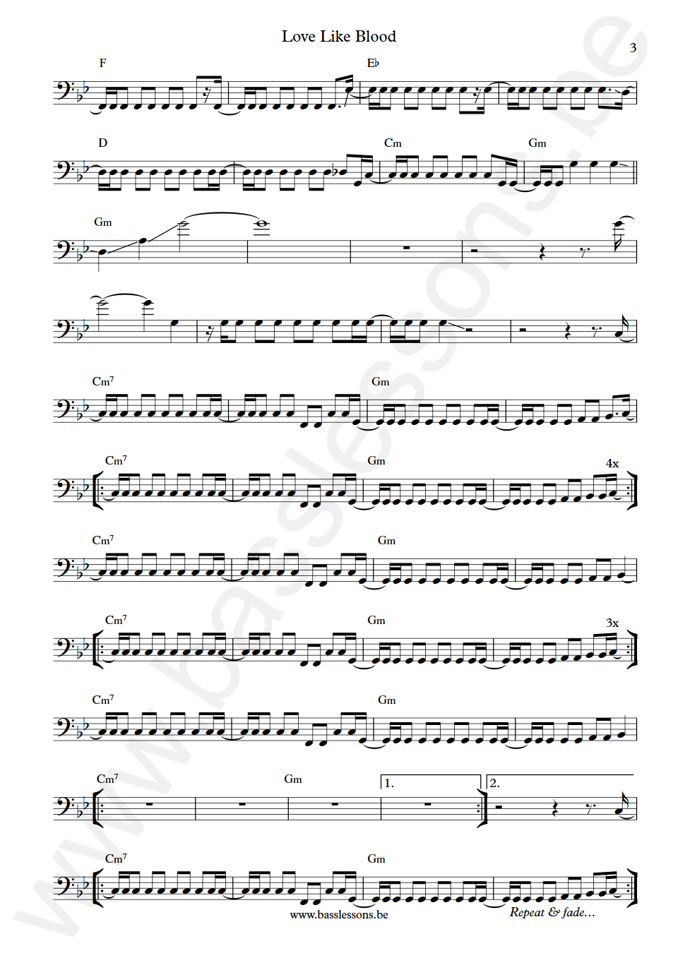 Killing Joke Love Like Blood Paul Raven  Bass Transcription part 3