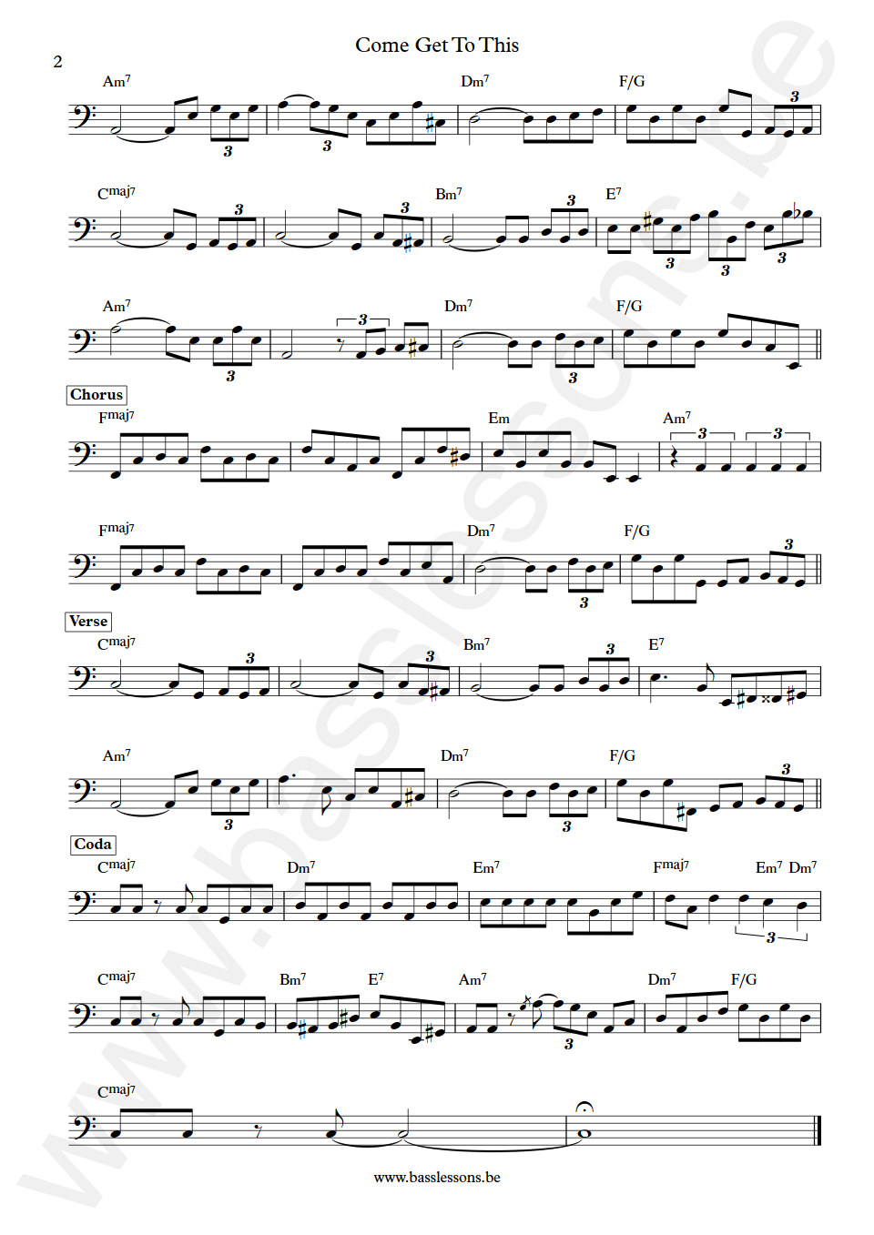 Marvin Gaye Come Get To This James Jamerson Bass Transcription part 2