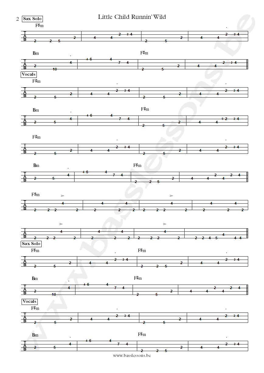 Curtis mayfield little child running wild joseph lucky scott bass tab part 2