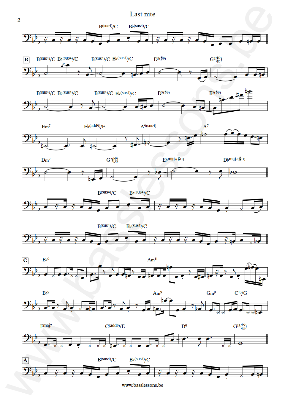 Larry Carlton Last nite Abraham Laboriel Bass Transcription part 2