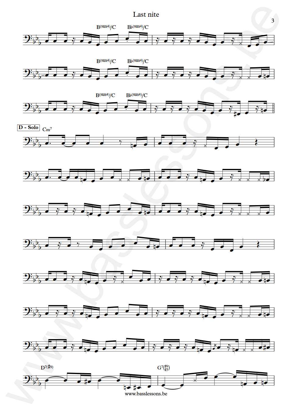 Larry Carlton Last nite Abraham Laboriel Bass Transcription part 3