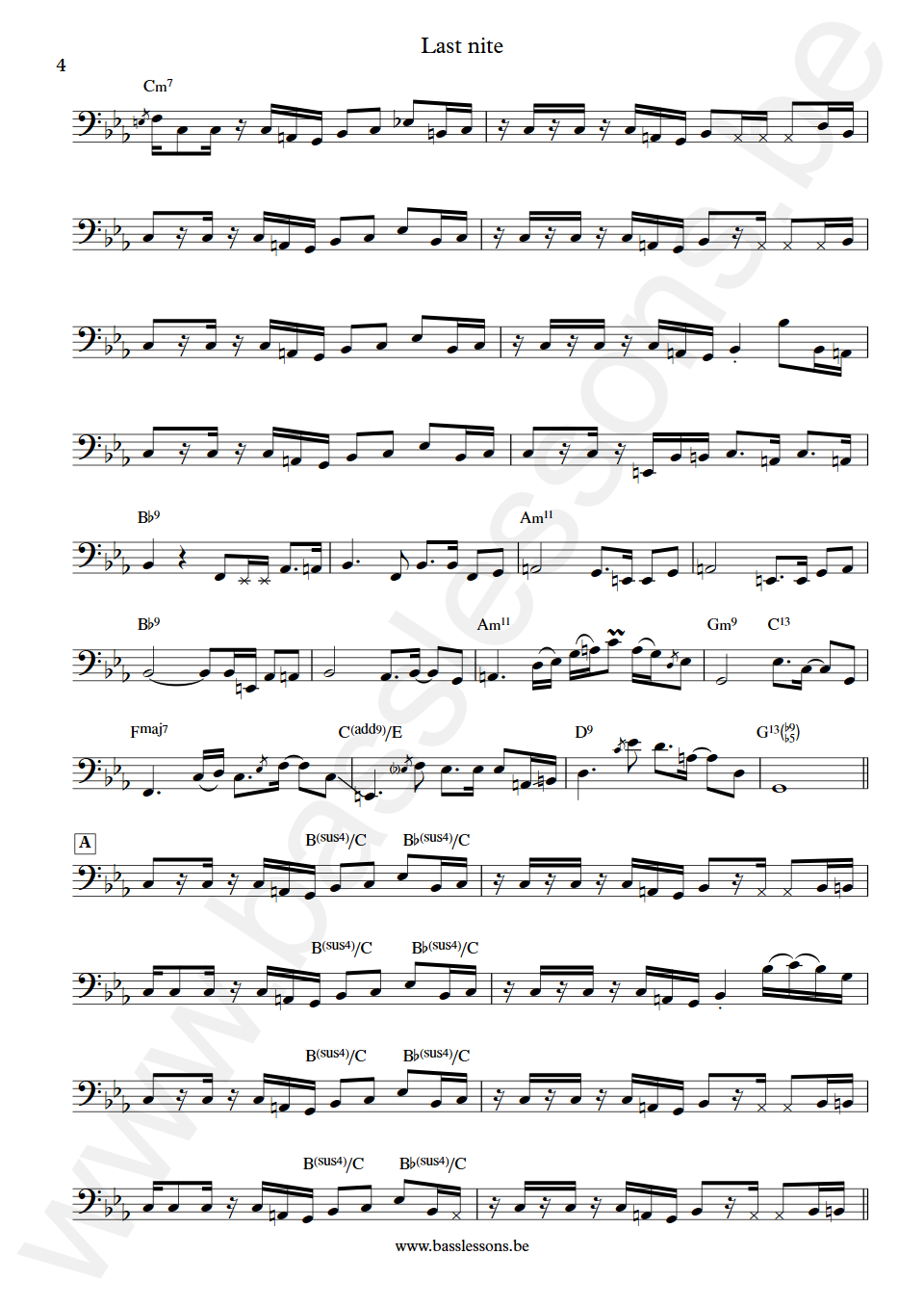 Larry Carlton Last nite Abraham Laboriel Bass Transcription part 4