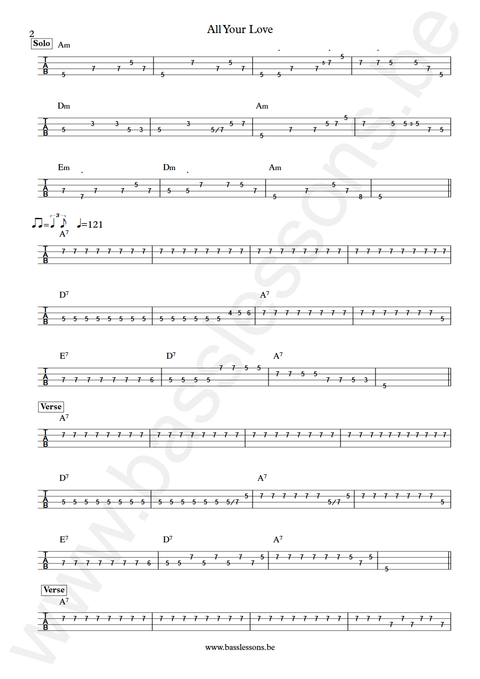 John Mayall Bluesbreakers All Your Love John McVie Bass Tabs part 2