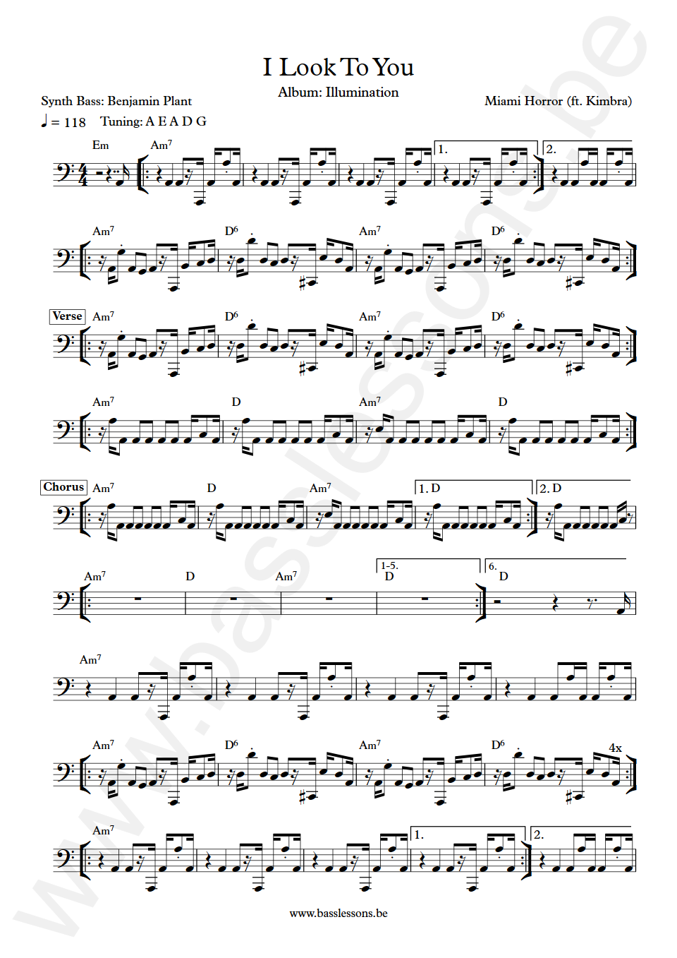 Miami Horror (ft. Kimbra) I Look To You Benjamin Plant Bass Transcription