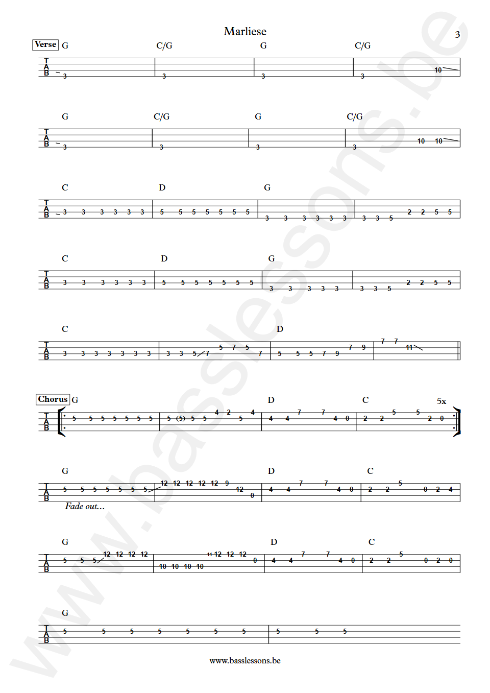 Fischer-Z Marliese David Graham Bass Tabs part 3