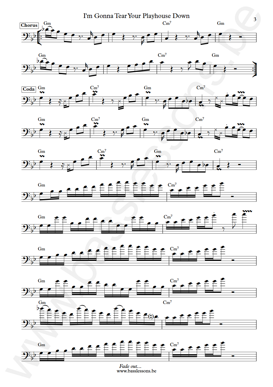 Paul Young I'm Gonna Tear Your Playhouse Down Pino Palladino Bass Transcription part 3