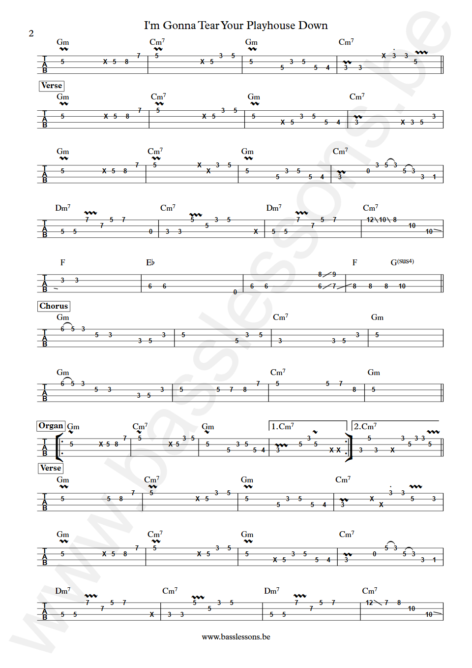 Paul Young I'm Gonna Tear Your Playhouse Down Pino Palladino Bass Tabs part 2