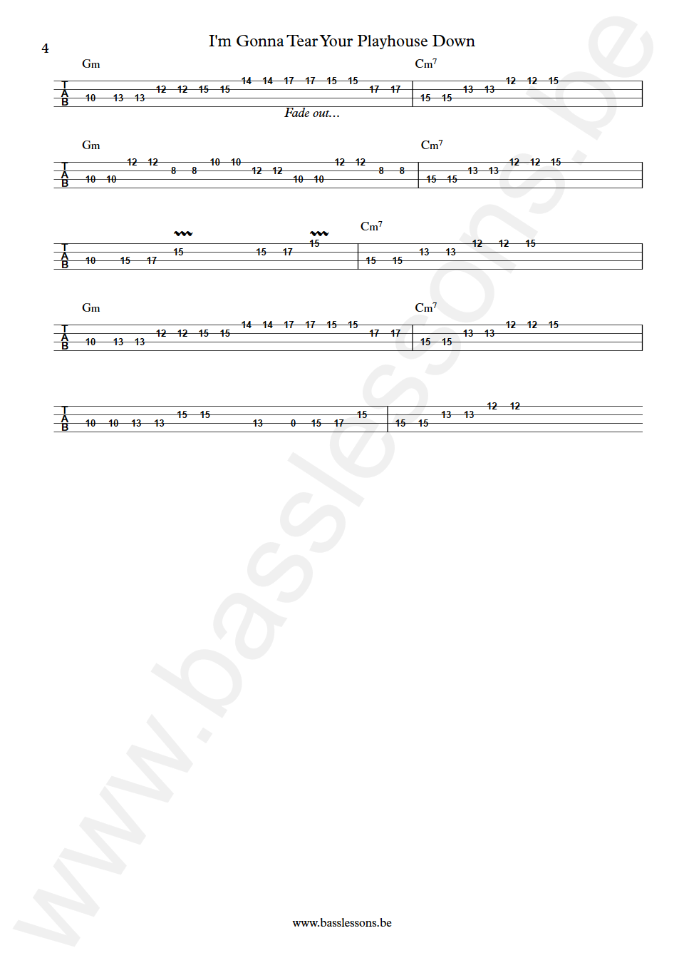 Paul Young I'm Gonna Tear Your Playhouse Down Pino Palladino Bass Tabs part 4