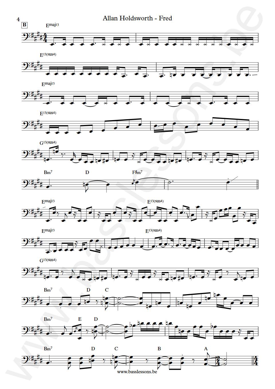 Allan Holdsworth Fred Jimmy Haslip Bass Transcription part 4