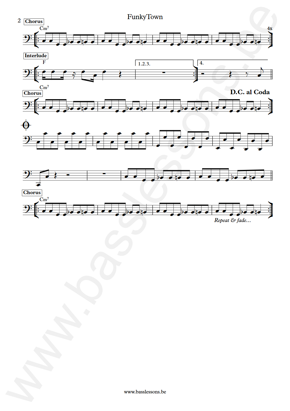 Lipps inc. Funkytown Terry Grant Bass Transcription part 2