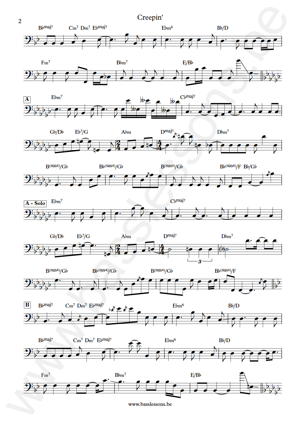 Stevie Wonder creepin Bass Transcription part 2