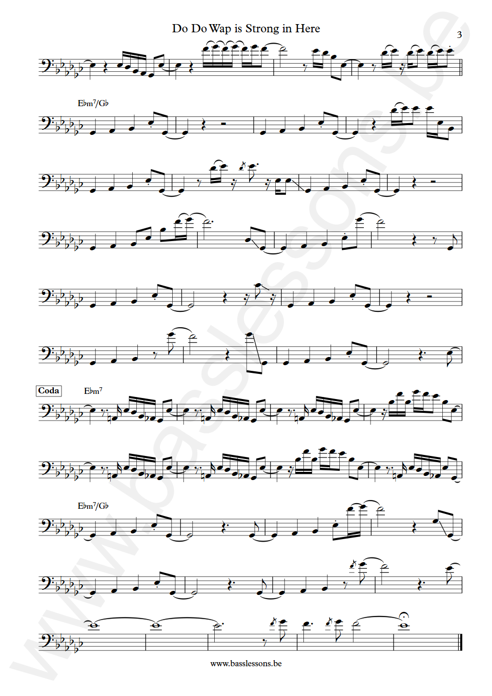 Curtis Mayfield Do Do Wap is Strong in Here Joseph Lucky Scott Bass Transcription part 3