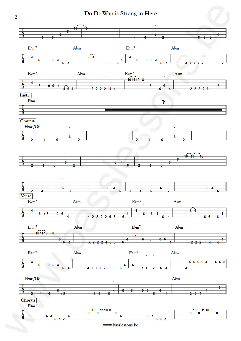 Curtis Mayfield Do Do Wap is Strong in Here Joseph Lucky Scott Bass Tabs part 2