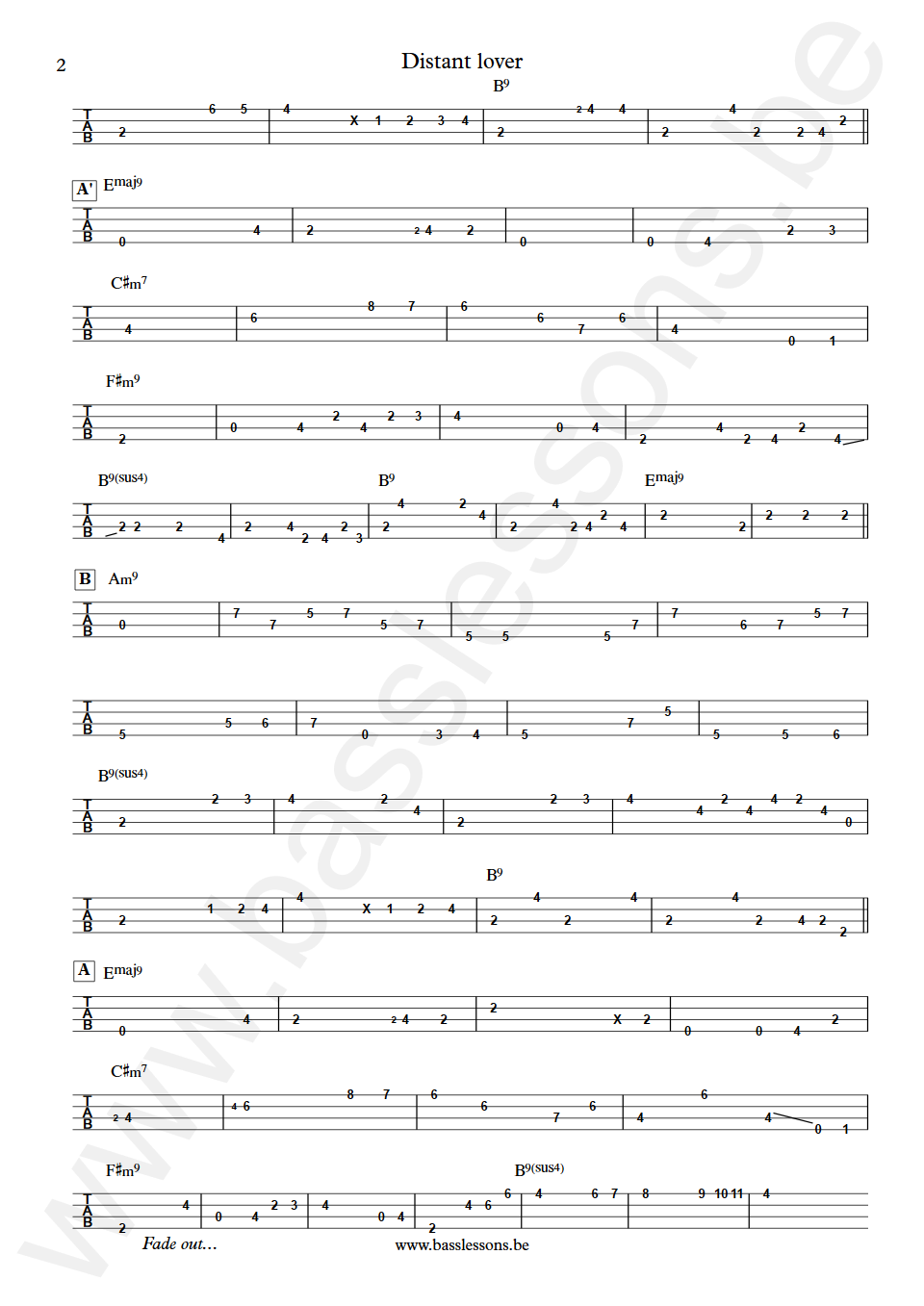 Marvin Gaye Distant lover James Jamerson Bass Tabs part 2