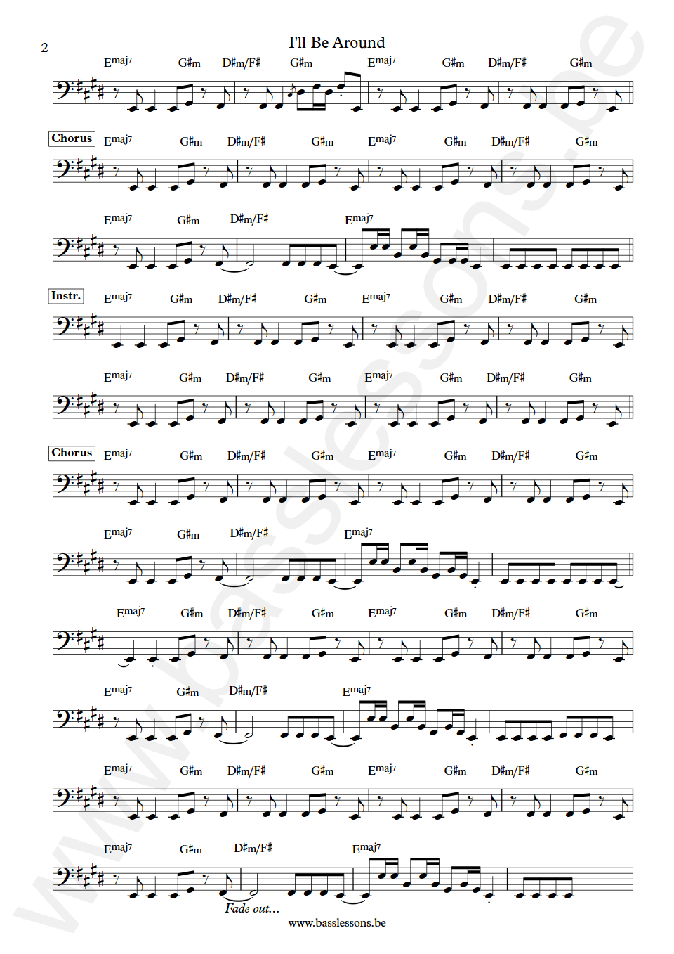 The Spinners I'll Be Around Ronnie Baker Bass Transcription part 2