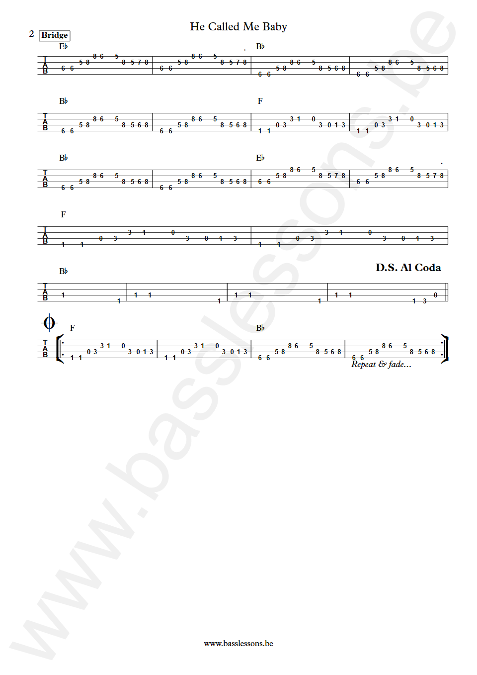 Candi Staton He Called Me Baby Bass Tabs part 2