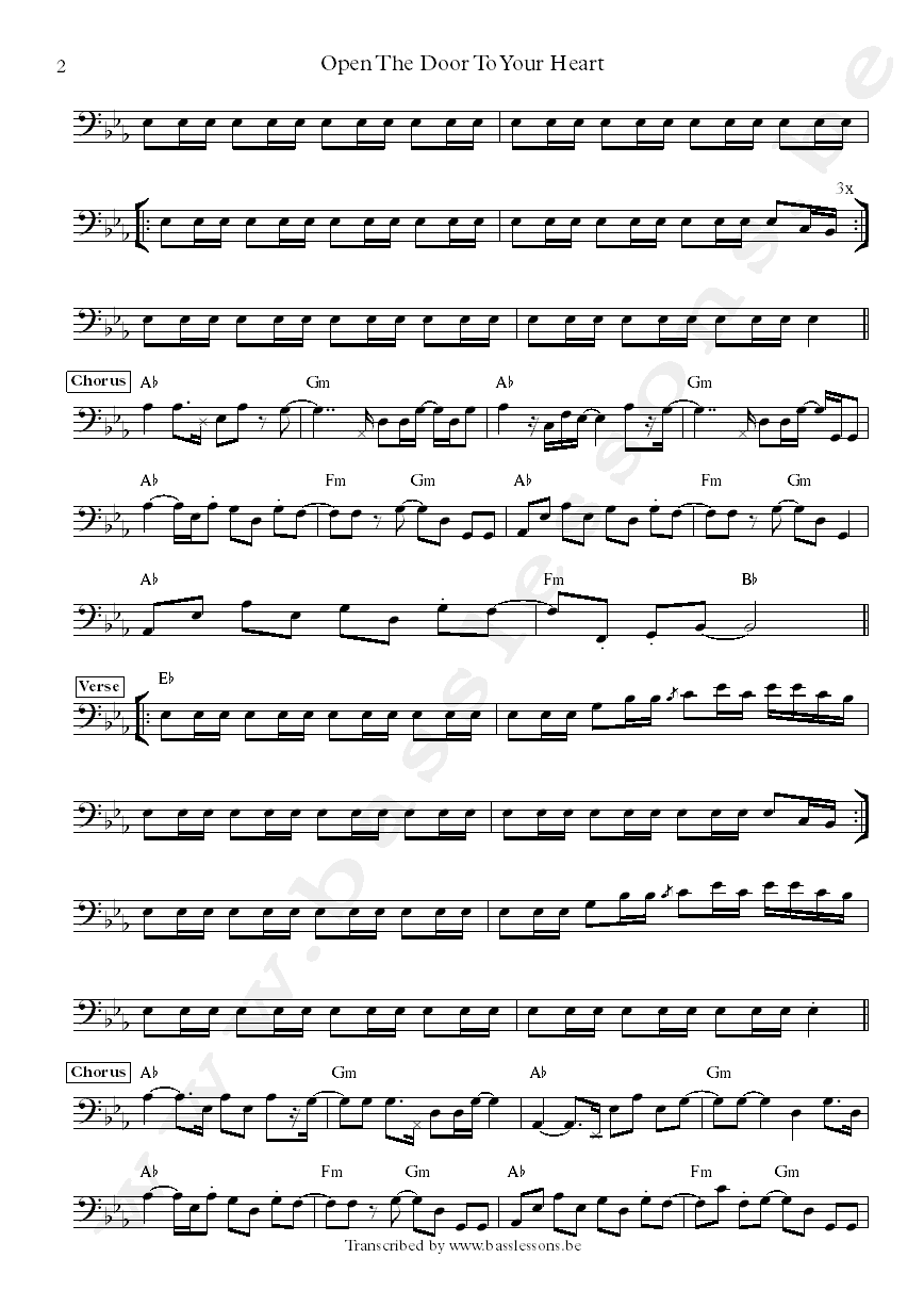 Betty Wright open the door to your heart bass transcription part 2