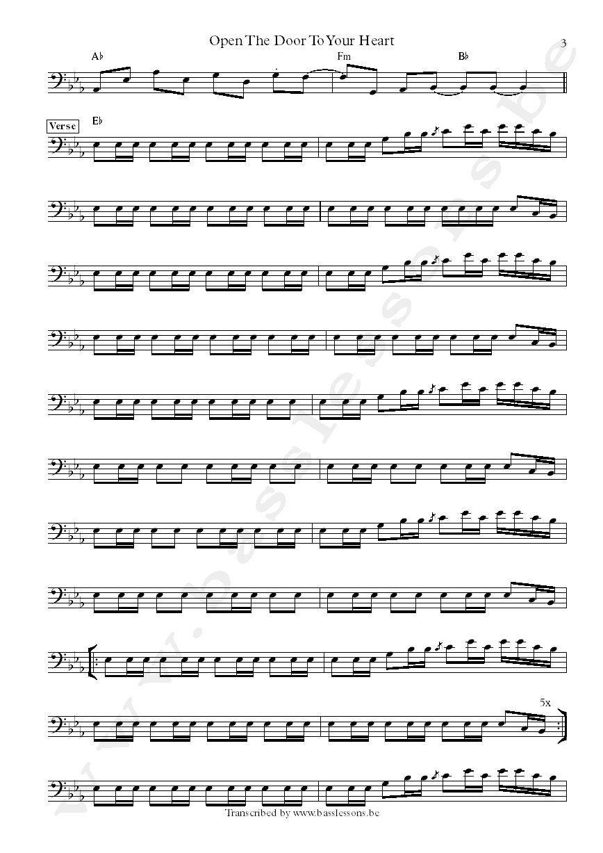 Betty Wright open the door to your heart bass transcription part 3