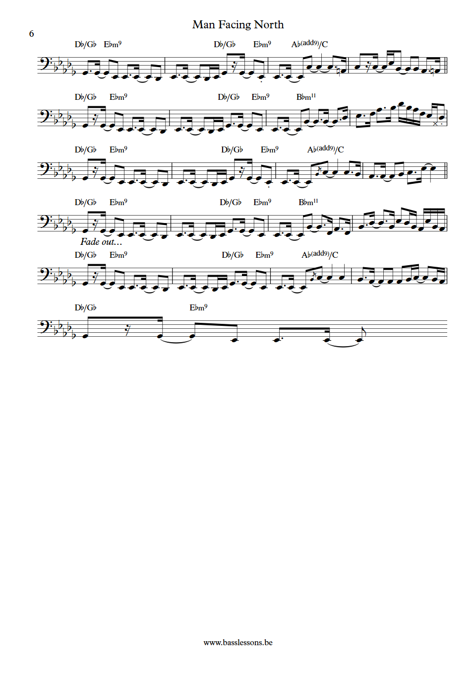 Yellowjackets Man facing north Jimmy Haslip bass Transcription part 6