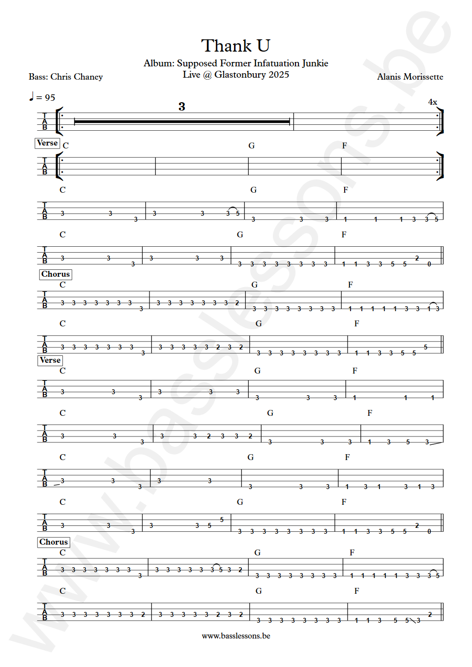 Alanis Morissette Thank U Chris Chaney  Bass Tabs