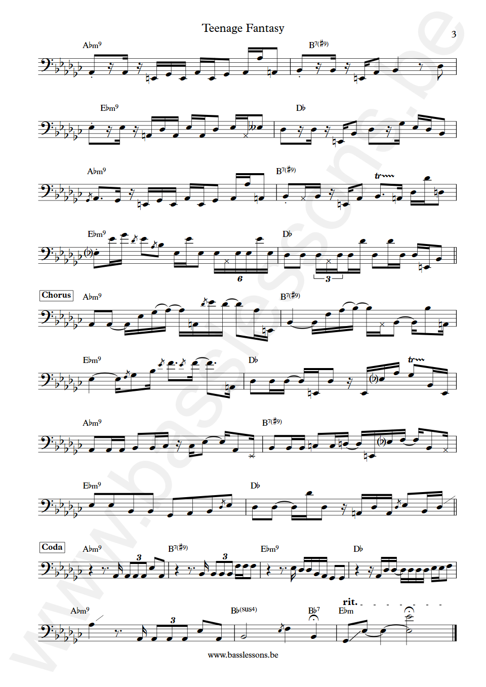 Jorja Smith Teenage Fantasy Bass Transcription part 3