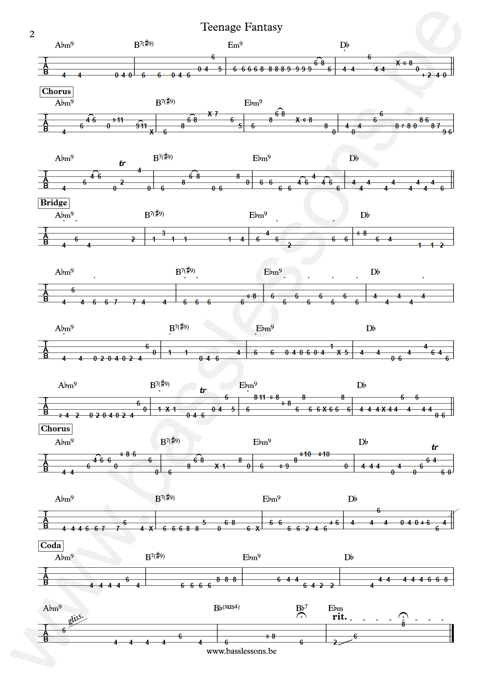 Jorja Smith Teenage Fantasy Bass Tabs part 2