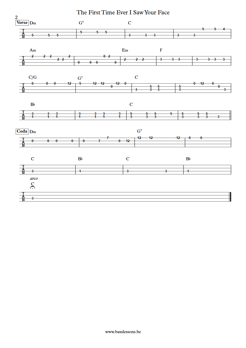 Roberta Flack The First Time Ever I Saw Your Face Ron Carter Bass Tabs part 2