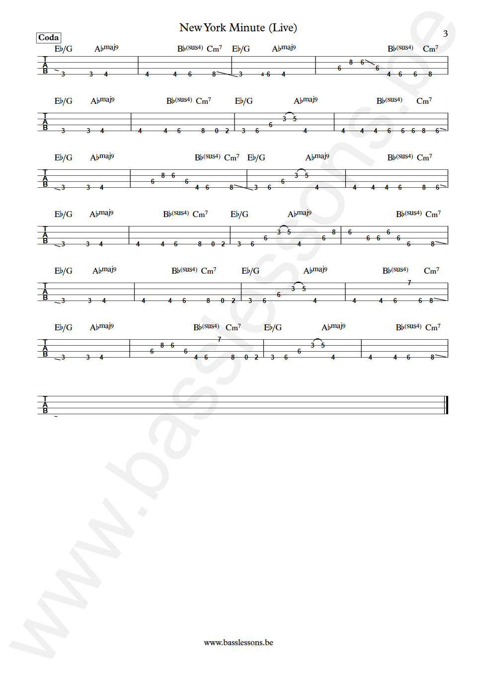 Don Henley New York Minute (Live) Pino Palladino Bass Tabs part 3