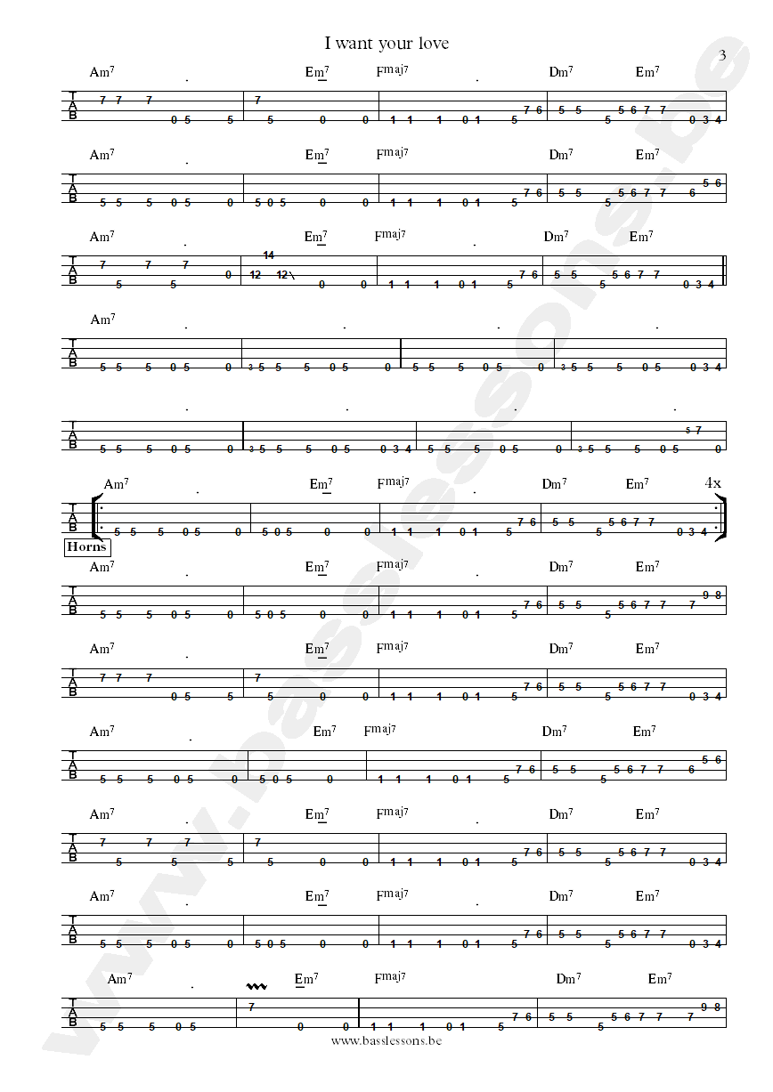 chic I want your love Bernard Edwards bass tab part 3