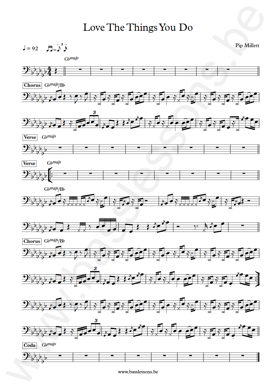 Pip Millett Love The Things You Do Bass Transcription