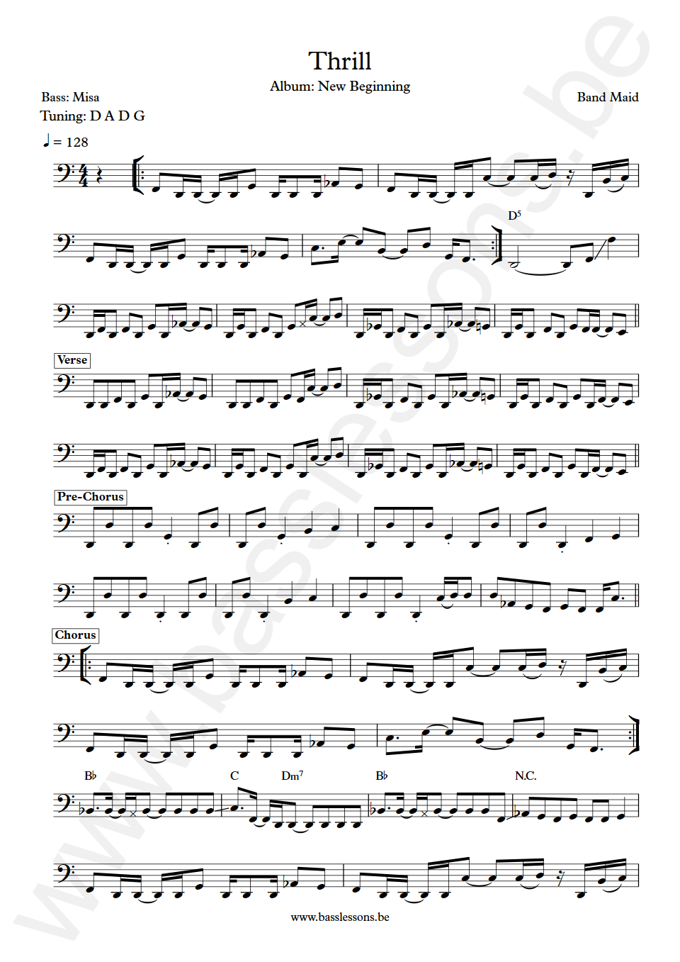 Band Maid Thrill Misa Bass Transcription