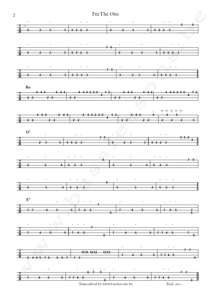 Average white band im the one bass tab part 2