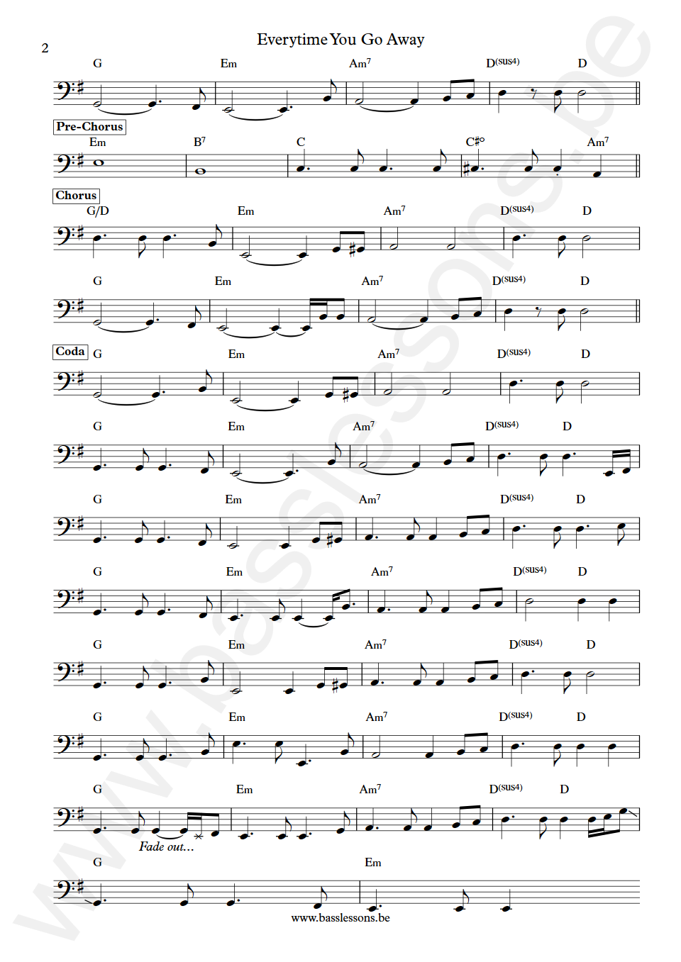 Hall & Oates Everytime You Go Away John Siegler Bass Transcription part 2