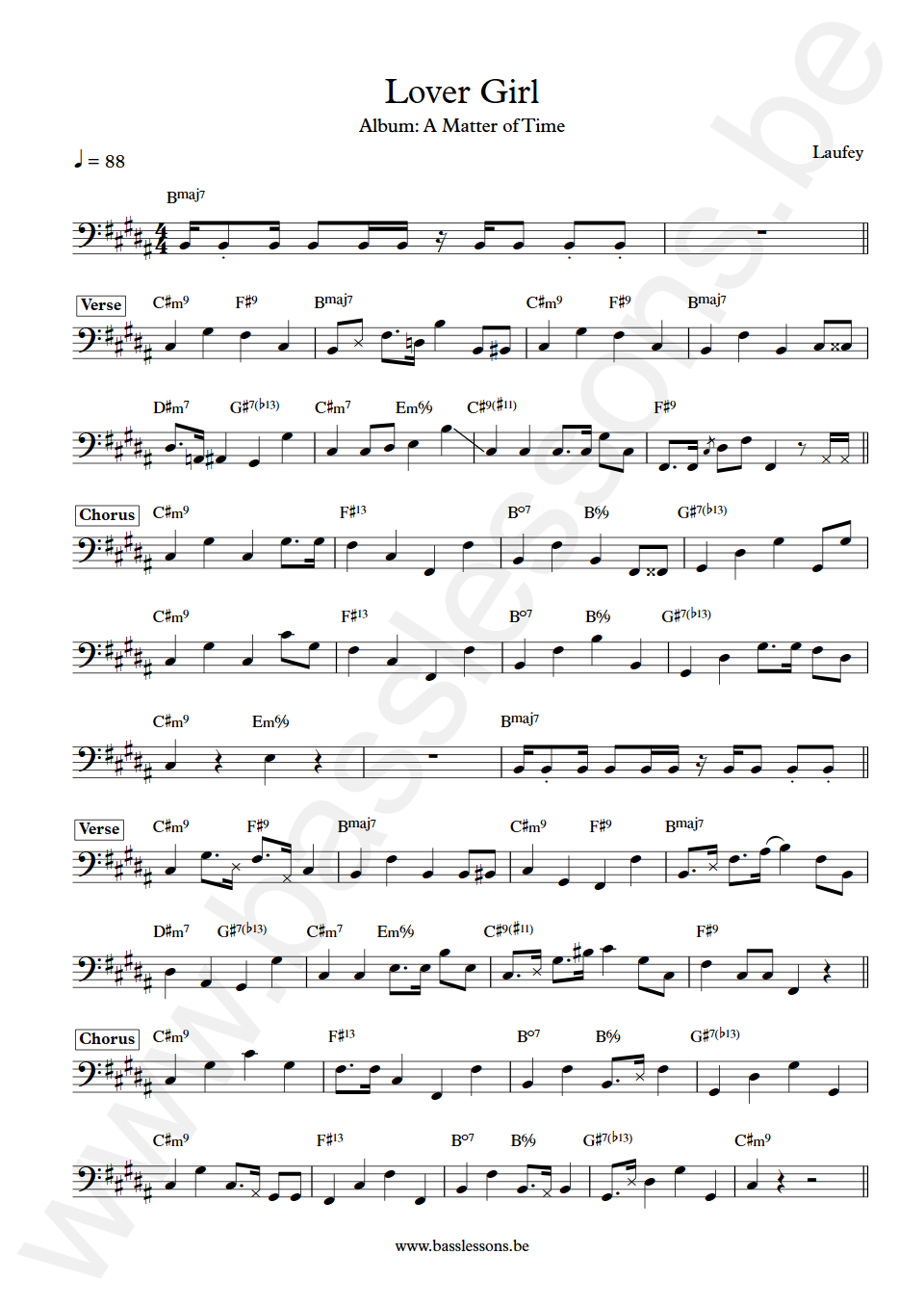 Laufey Lover Girl  Spencer Stewart Bass Transcription