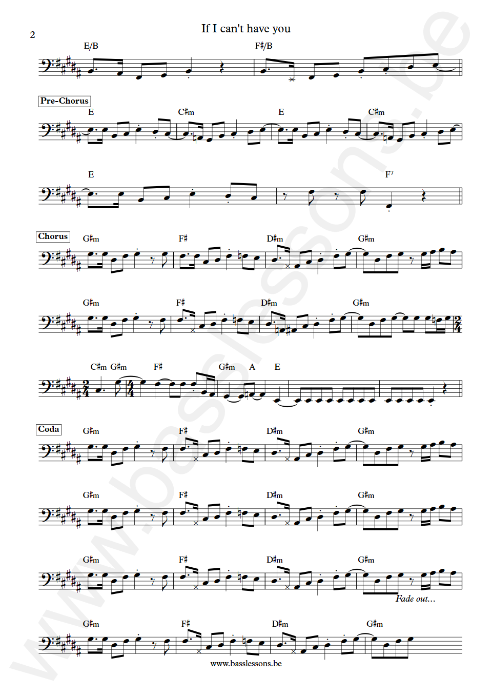 Yvonne Elliman If i can't have you Scott Edwards Bass Transcription part 2