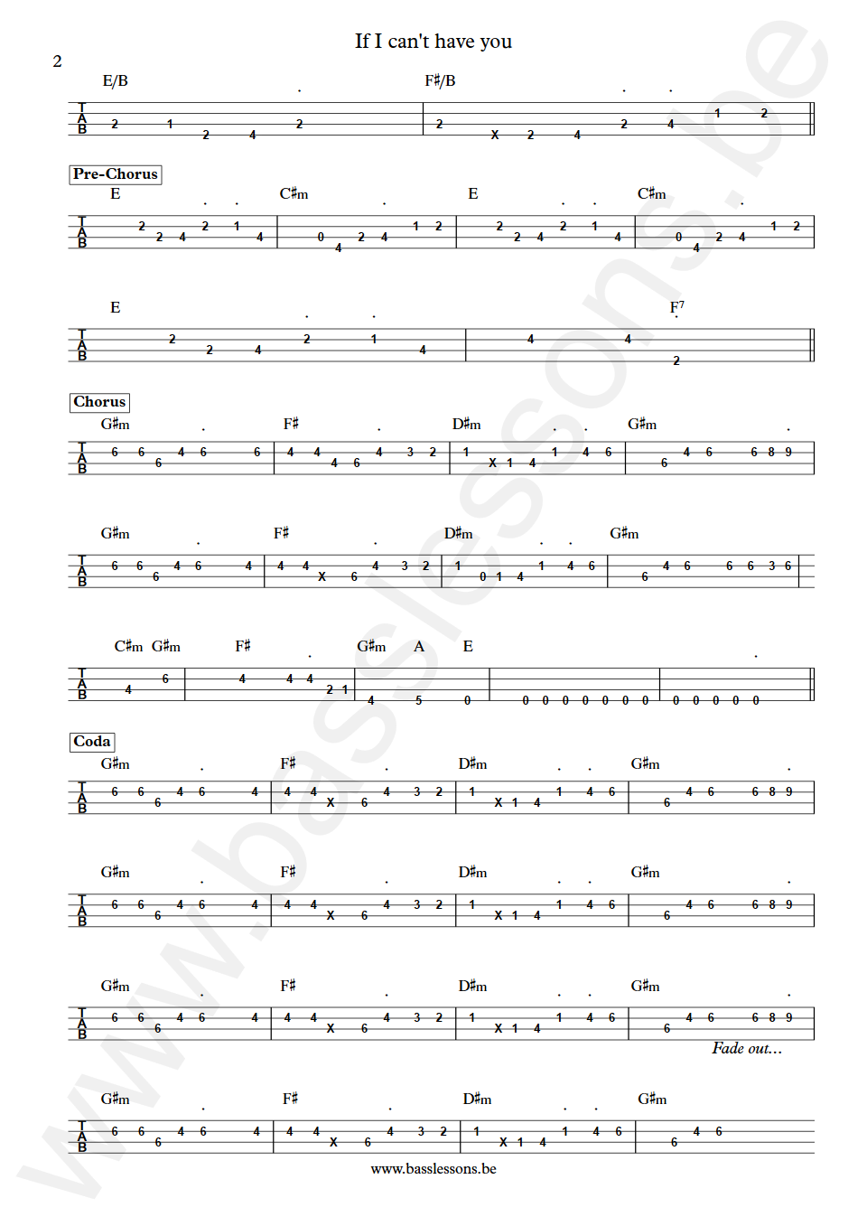 Yvonne Elliman If i can't have you Scott Edwards Bass Tabs part 2