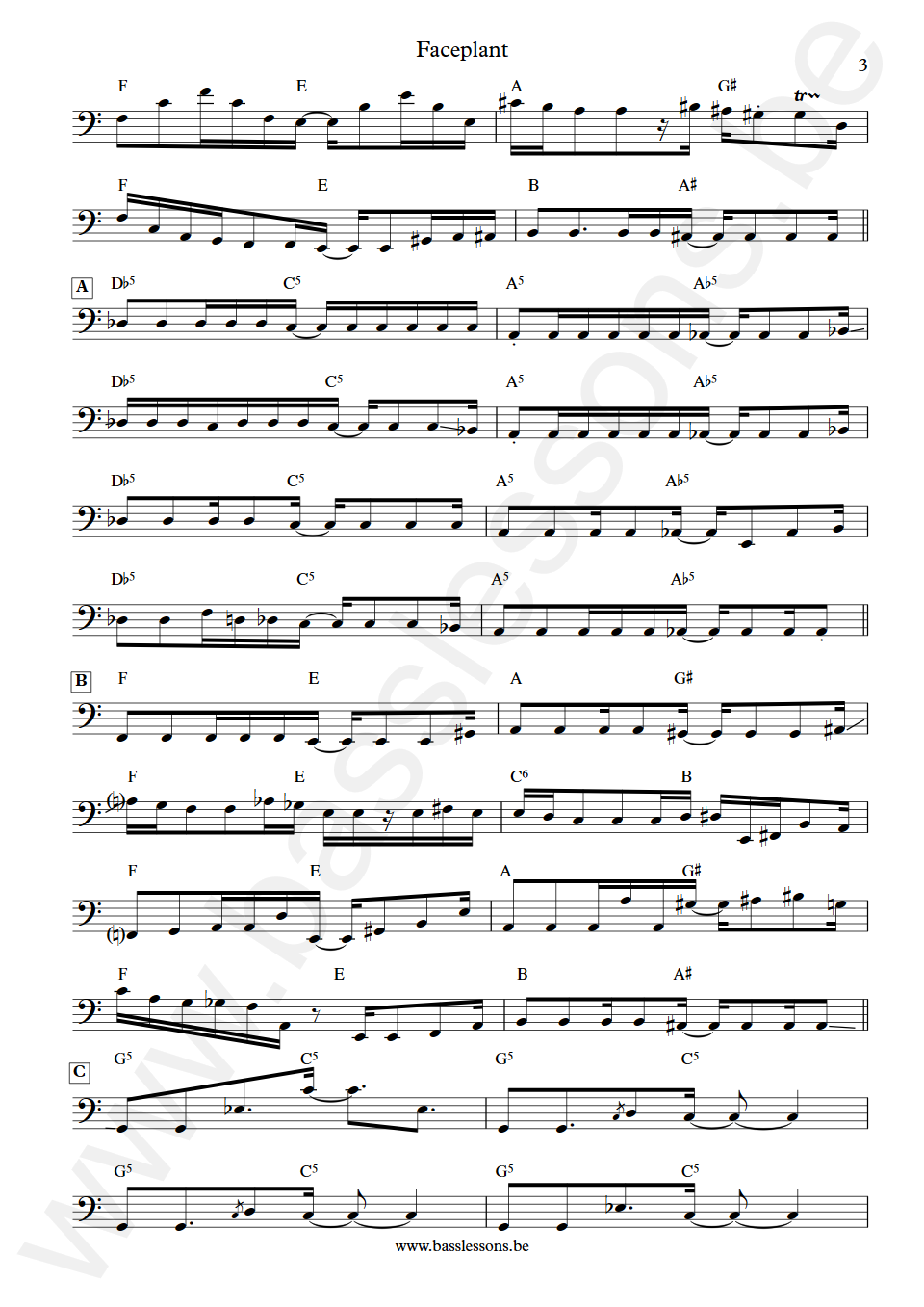 Donny McCaslin  Faceplant Tim Lefebvre Bass Transcription part 3