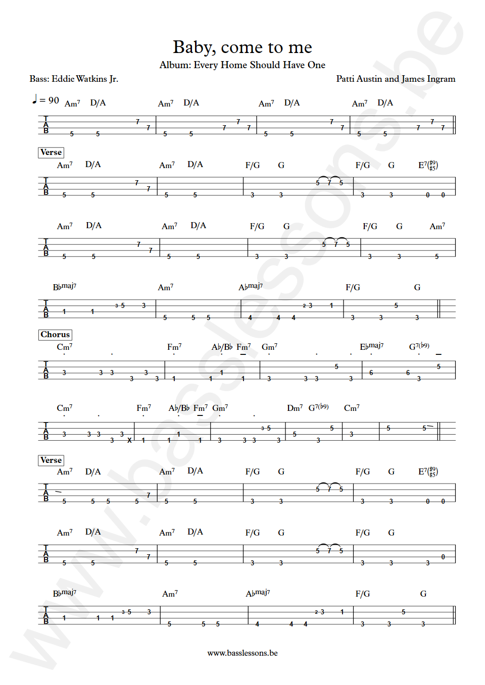 Baby, come to me Patti Austin and James Ingram Eddie Watkins Jr. Bass Tabs
