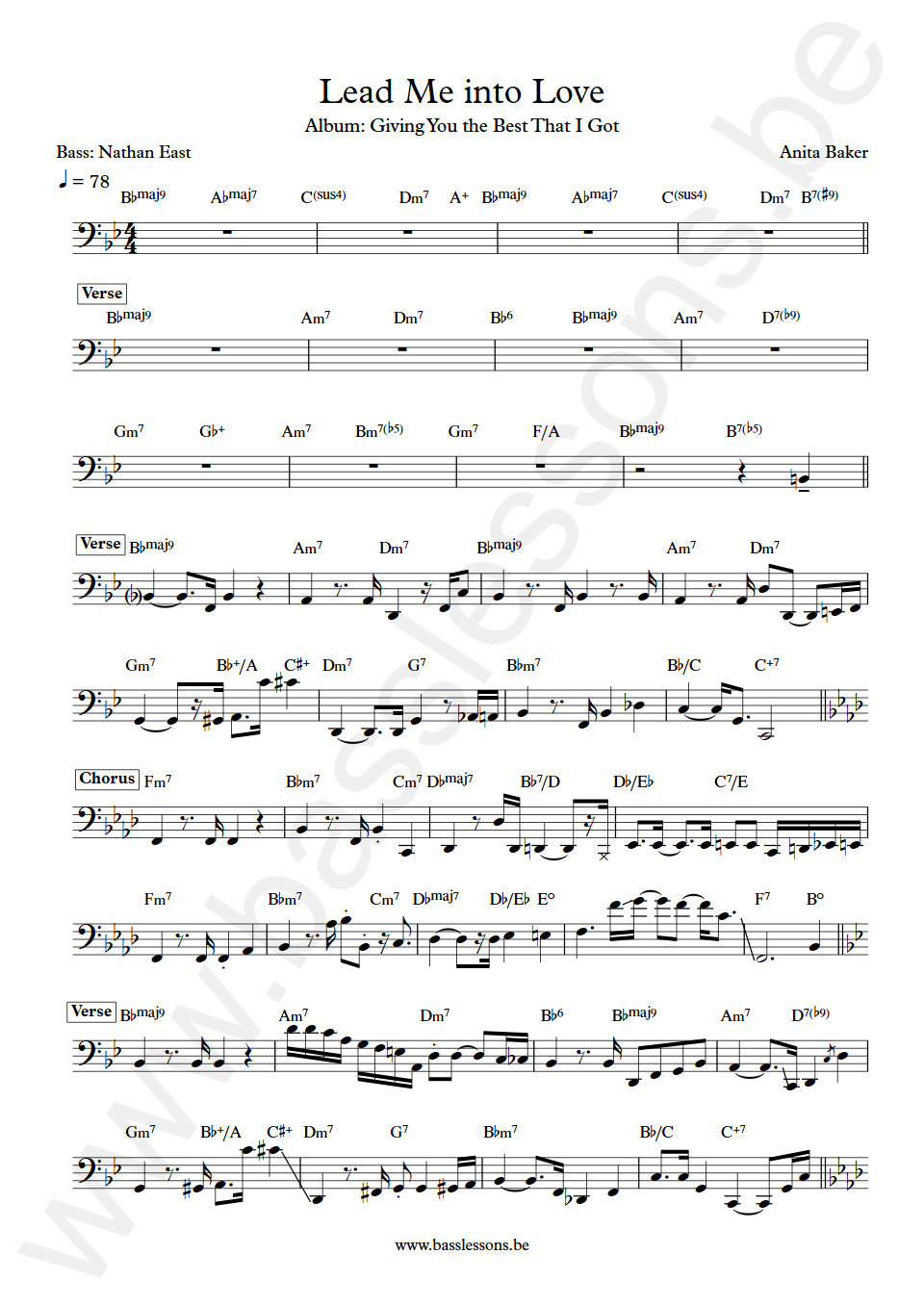 Anita Baker Lead Me into Love Nathan East Bass Transcription