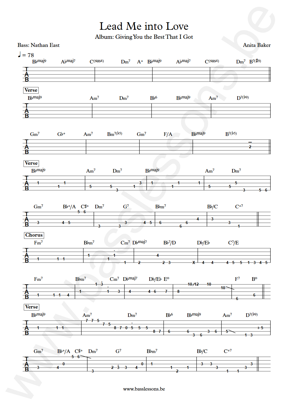 Anita Baker Lead Me into Love Nathan East Bass Tabs