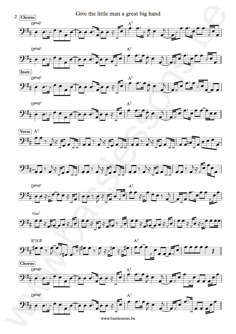 William De Vaughn Give the little man a great big hand Hugh McDonald Bass Transcription part 2