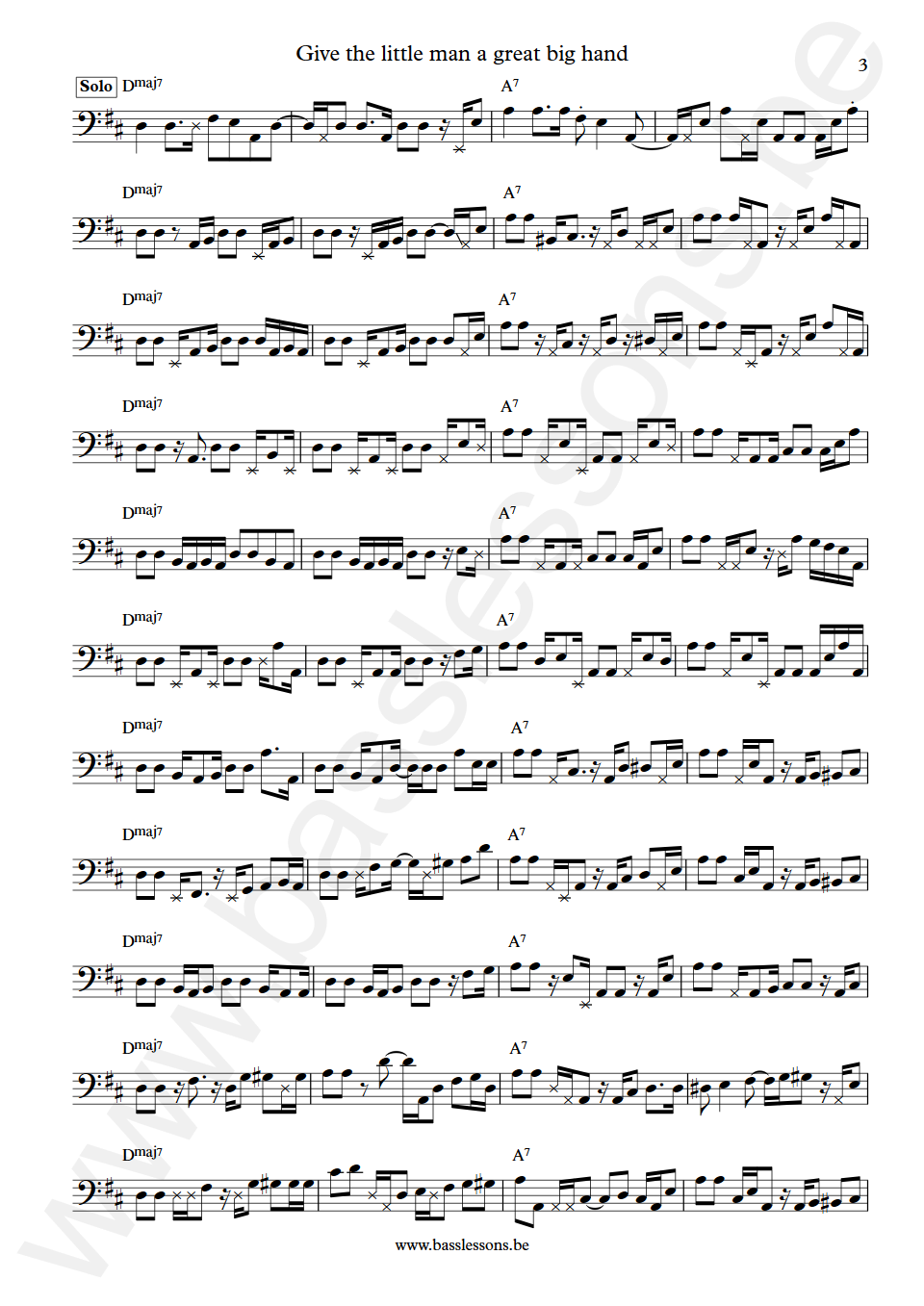 William De Vaughn Give the little man a great big hand Hugh McDonald Bass Transcription part 3