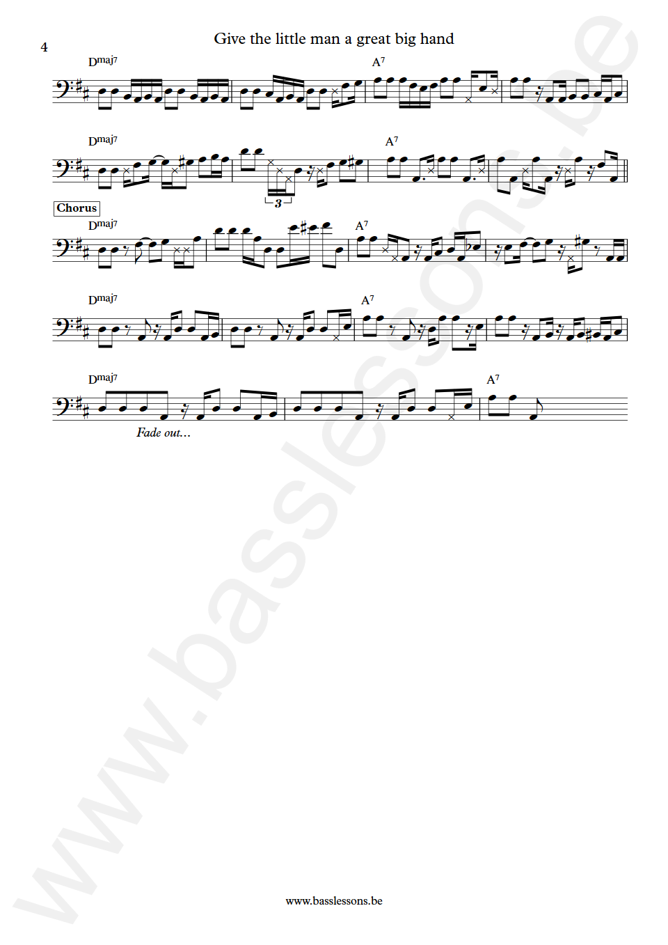 William De Vaughn Give the little man a great big hand Hugh McDonald Bass Transcription part 4