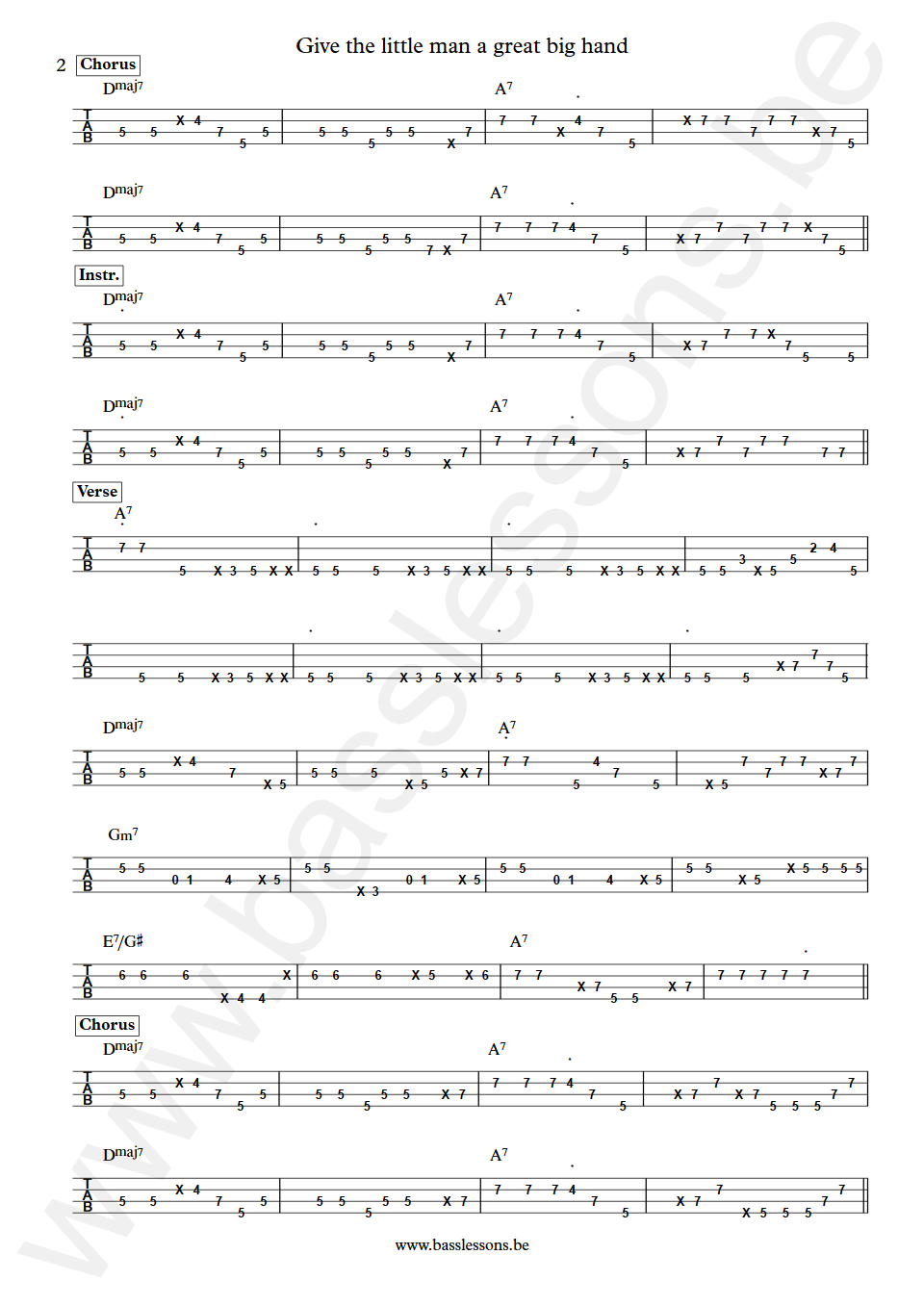 William De Vaughn Give the little man a great big hand Hugh McDonald Bass Tabs part 2