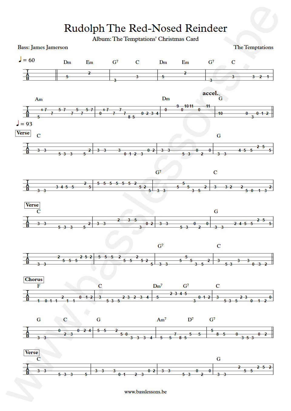 The Temptations Rudolph The Red-Nosed Reindeer James Jamerson Bass Tabs