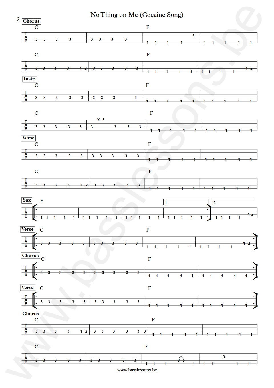 Curtis Mayfield No Thing On Me Joseph Lucky Scott Bass Tabs part 2
