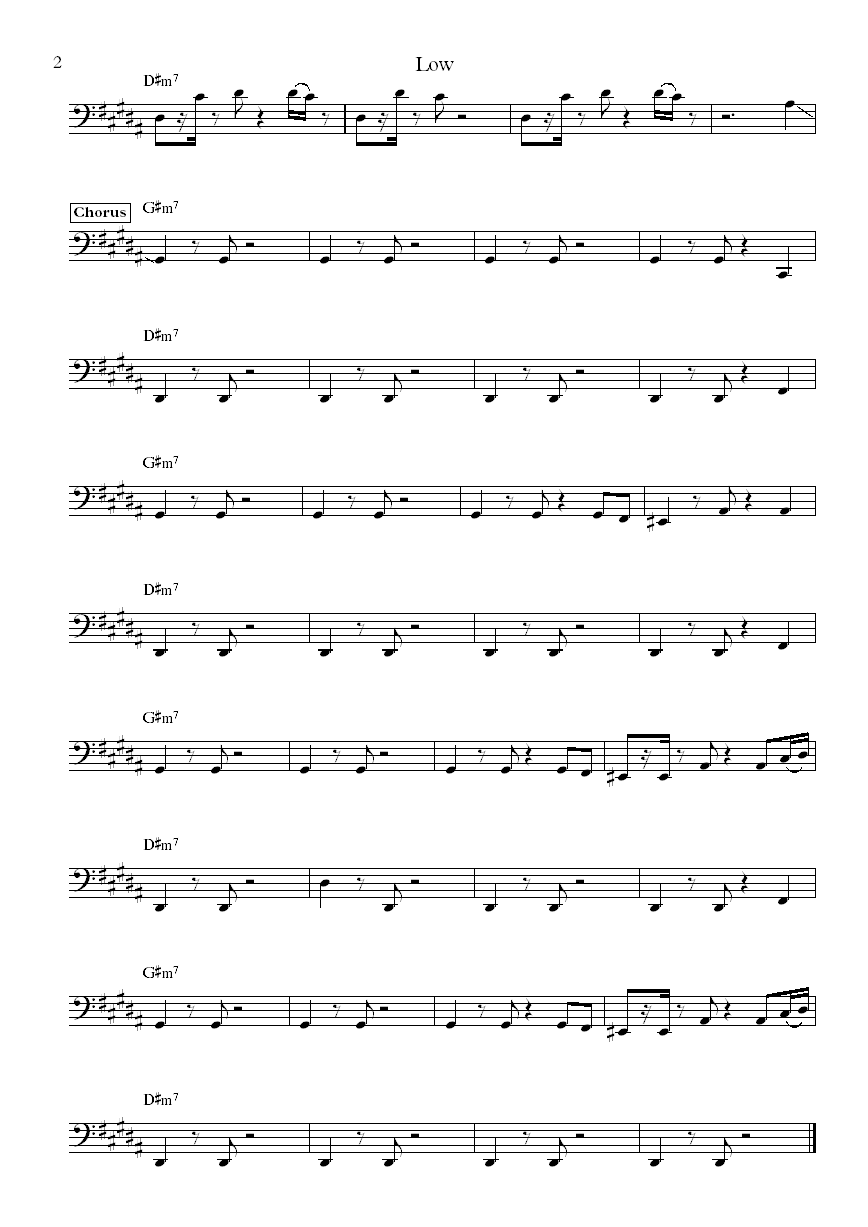 Lenny Kravitz low Bass Transcription part 2