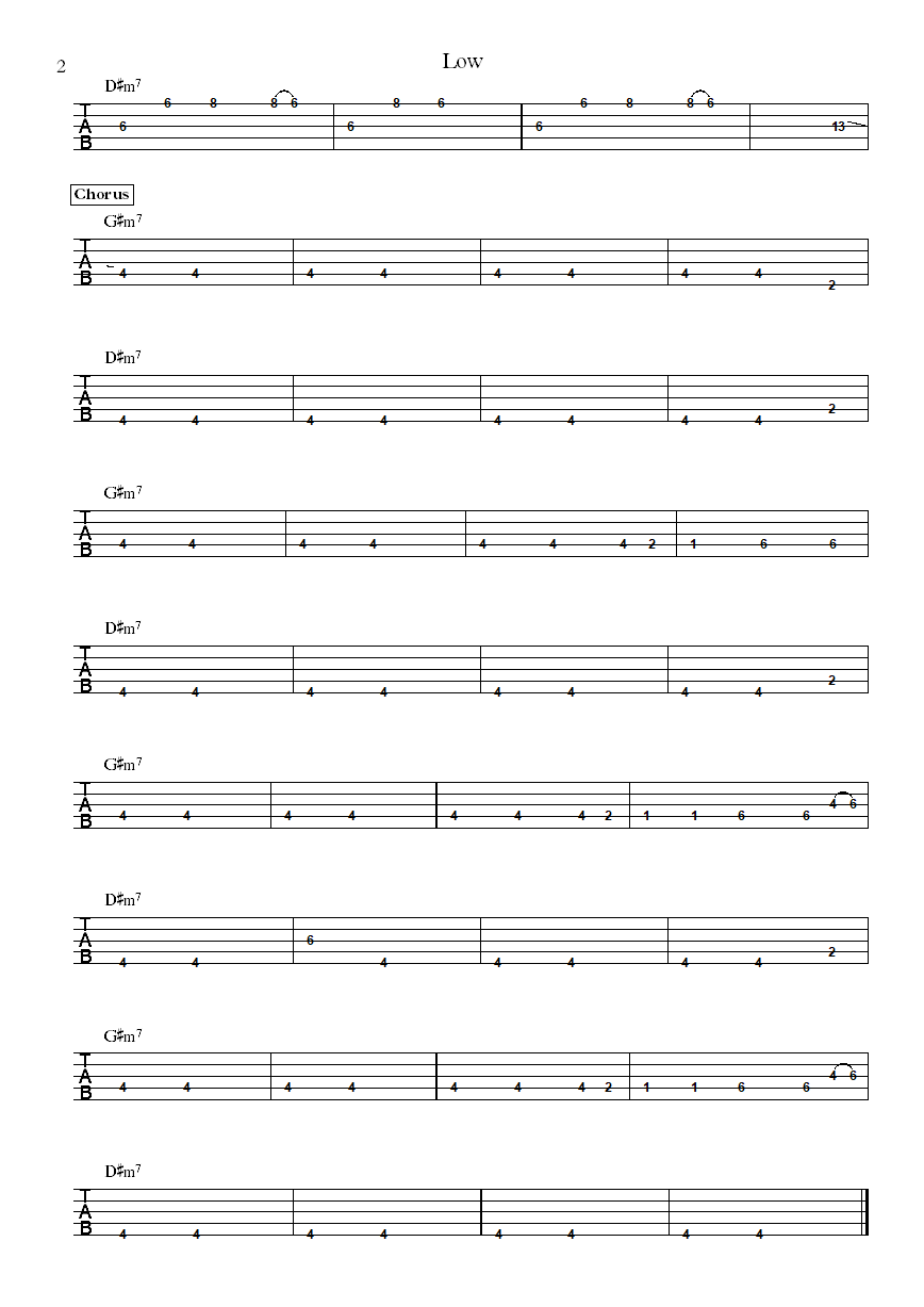 Lenny Kravitz low Bass Tabs part 2